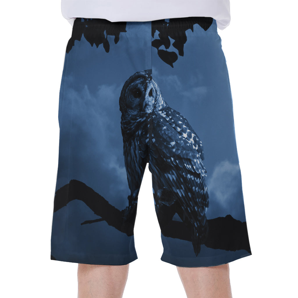 Full Moon Night Owl Print Men's Beach Shorts