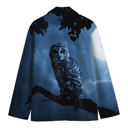 Full Moon Night Owl Print Men's Blazer