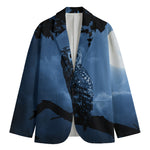 Full Moon Night Owl Print Men's Cotton Blazer