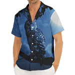 Full Moon Night Owl Print Men's Deep V-Neck Shirt