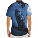 Full Moon Night Owl Print Men's Deep V-Neck Shirt