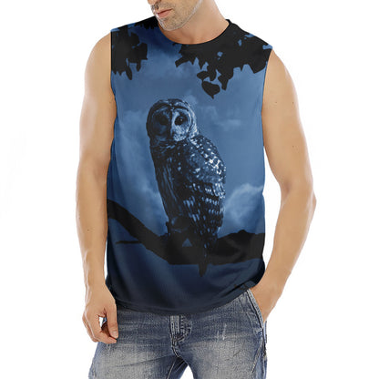 Full Moon Night Owl Print Men's Fitness Tank Top