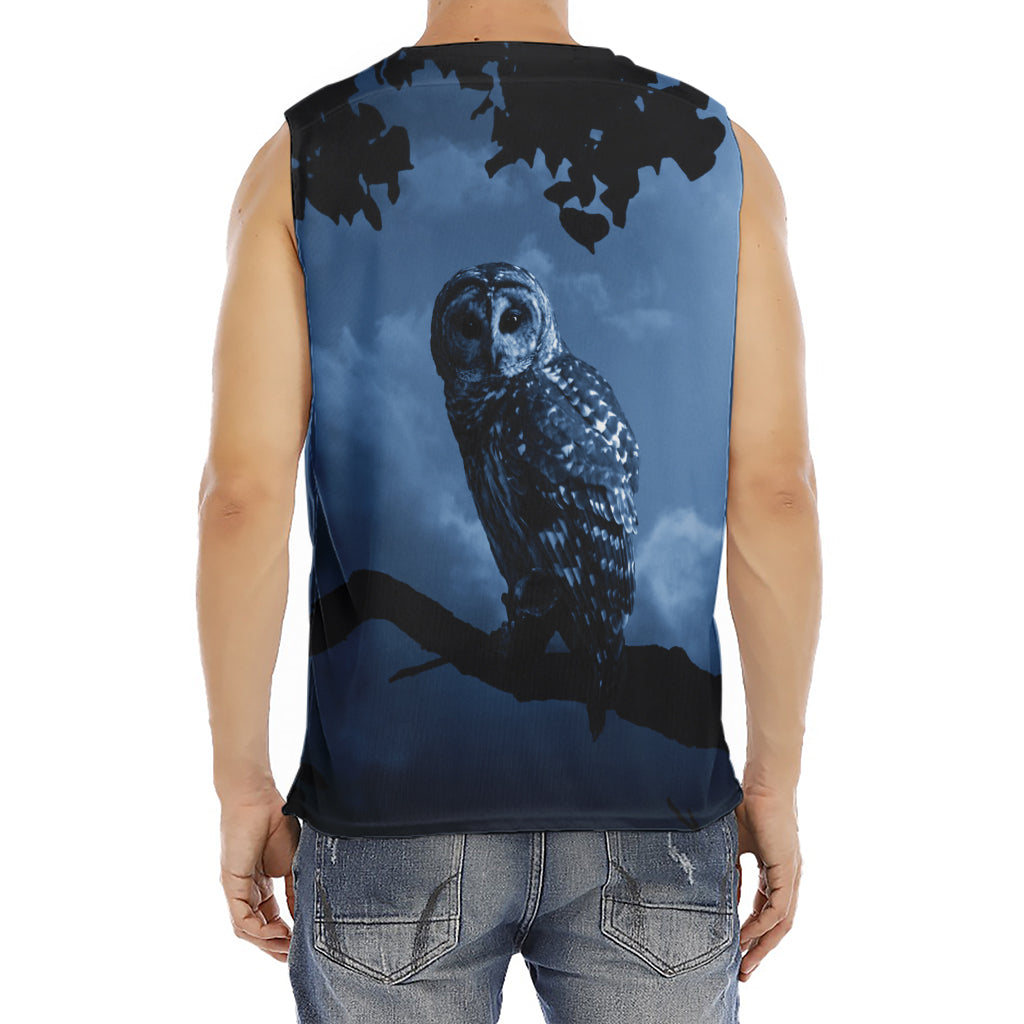 Full Moon Night Owl Print Men's Fitness Tank Top