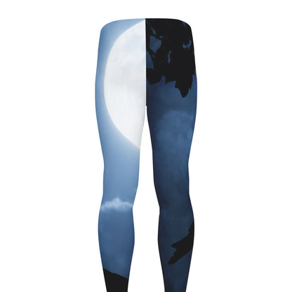 Full Moon Night Owl Print Men's leggings