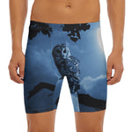 Full Moon Night Owl Print Men's Long Boxer Briefs
