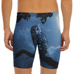 Full Moon Night Owl Print Men's Long Boxer Briefs