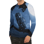 Full Moon Night Owl Print Men's Long Sleeve Rash Guard