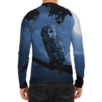 Full Moon Night Owl Print Men's Long Sleeve Rash Guard