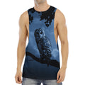 Full Moon Night Owl Print Men's Muscle Tank Top
