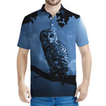 Full Moon Night Owl Print Men's Polo Shirt