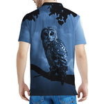 Full Moon Night Owl Print Men's Polo Shirt