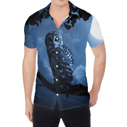 Full Moon Night Owl Print Men's Shirt