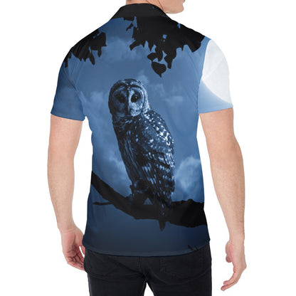 Full Moon Night Owl Print Men's Shirt