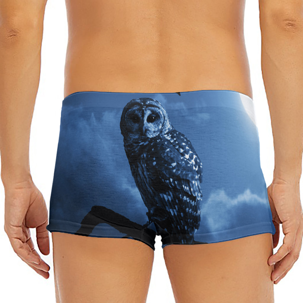 Full Moon Night Owl Print Men's Short Boxer Briefs