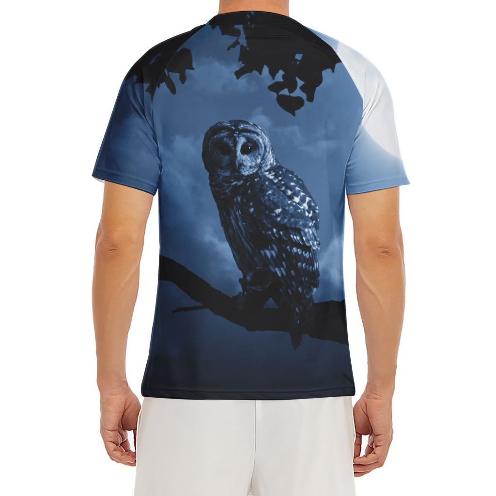 Full Moon Night Owl Print Men's Short Sleeve Rash Guard