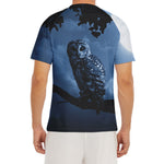 Full Moon Night Owl Print Men's Short Sleeve Rash Guard