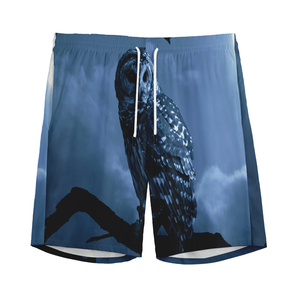 Full Moon Night Owl Print Men's Sports Shorts