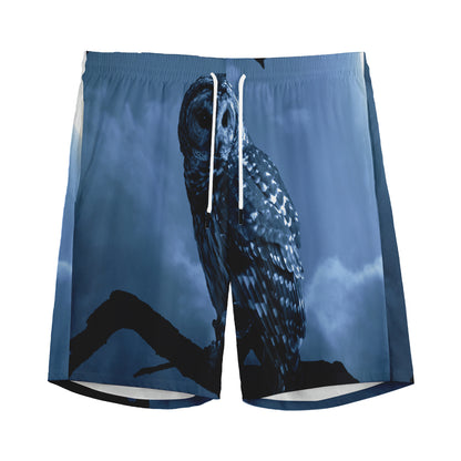 Full Moon Night Owl Print Men's Sports Shorts