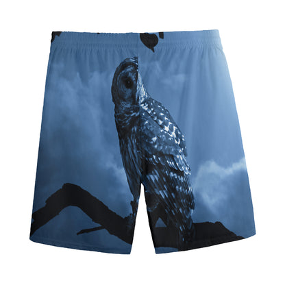 Full Moon Night Owl Print Men's Sports Shorts