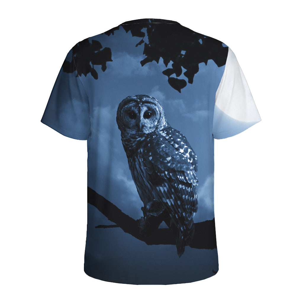 Full Moon Night Owl Print Men's Sports T-Shirt