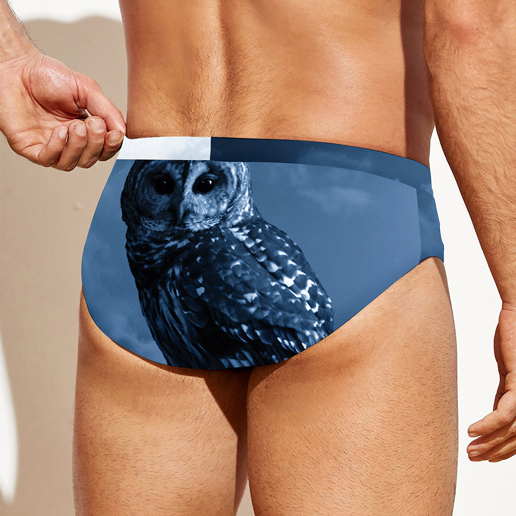 Full Moon Night Owl Print Men's Swim Briefs