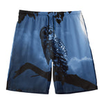 Full Moon Night Owl Print Men's Swim Trunks