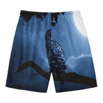 Full Moon Night Owl Print Men's Swim Trunks