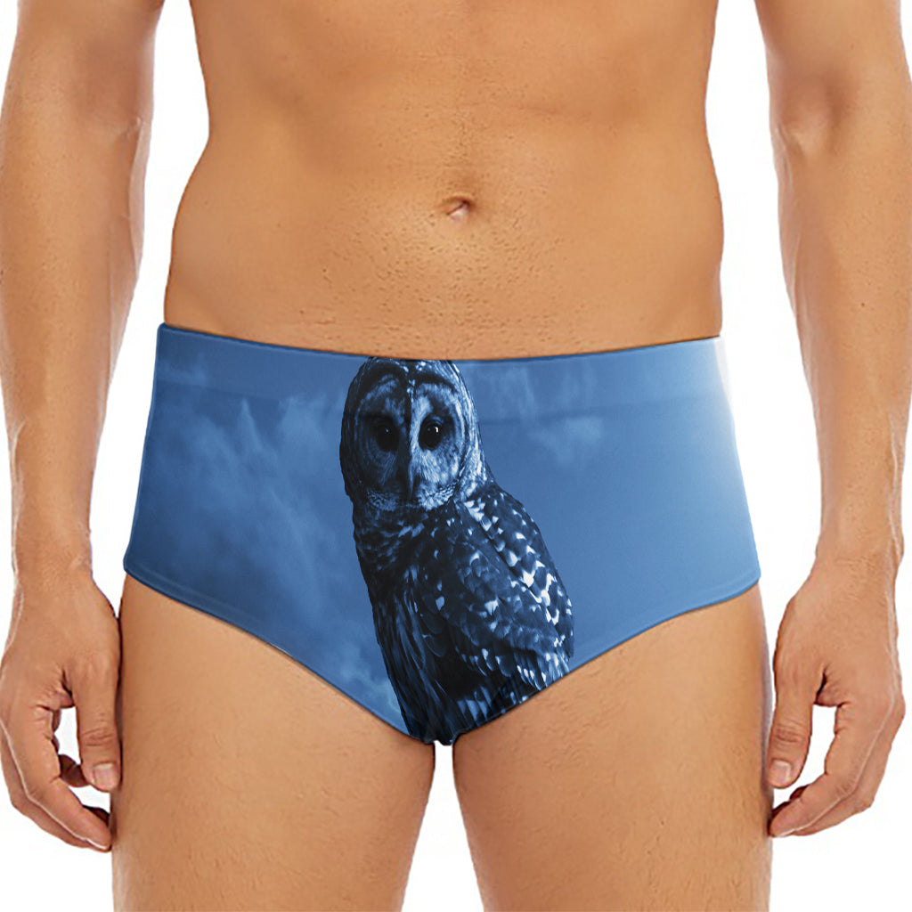 Full Moon Night Owl Print Men's Triangle Swim Briefs