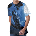 Full Moon Night Owl Print Men's Velvet T-Shirt
