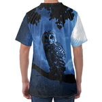 Full Moon Night Owl Print Men's Velvet T-Shirt