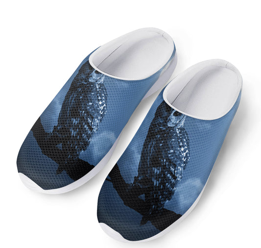 Full Moon Night Owl Print Mesh Casual Shoes
