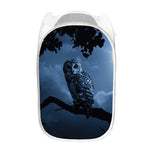 Full Moon Night Owl Print Mesh Laundry Hamper