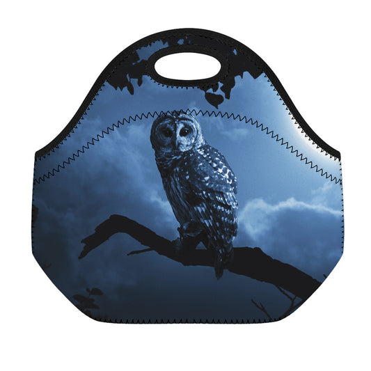 Full Moon Night Owl Print Neoprene Lunch Bag