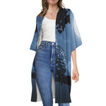 Full Moon Night Owl Print Open Front Beach Cover Up