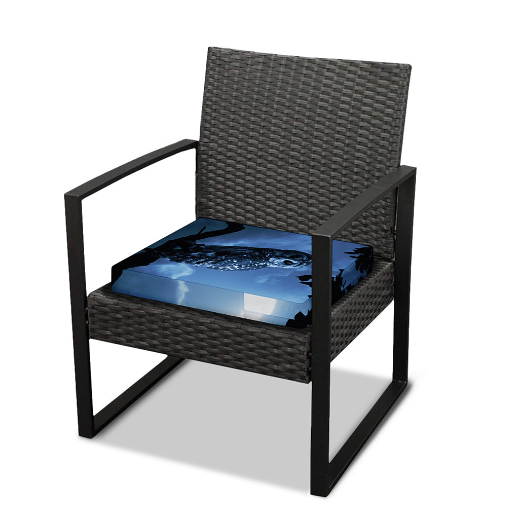 Full Moon Night Owl Print Outdoor Seat Cushion Cover