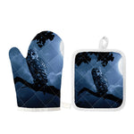 Full Moon Night Owl Print Oven Mitt And Pot Holder Set