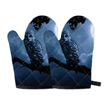 Full Moon Night Owl Print Oven Mitts