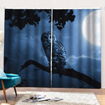 Full Moon Night Owl Print Pencil Pleat Curtains