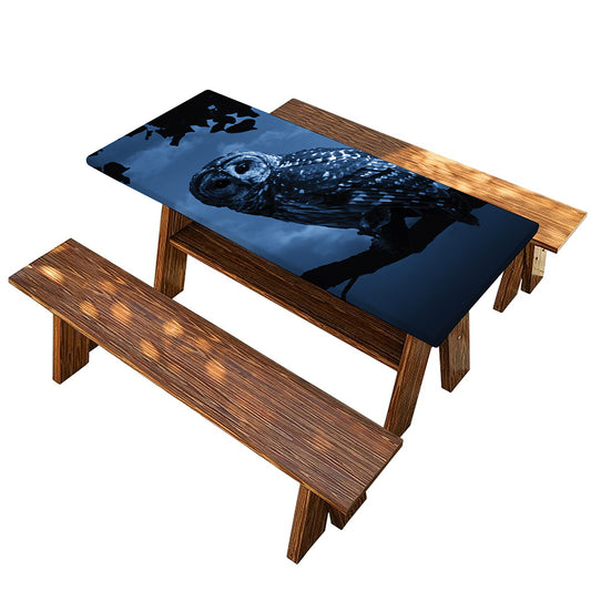 Full Moon Night Owl Print Picnic Table Cover