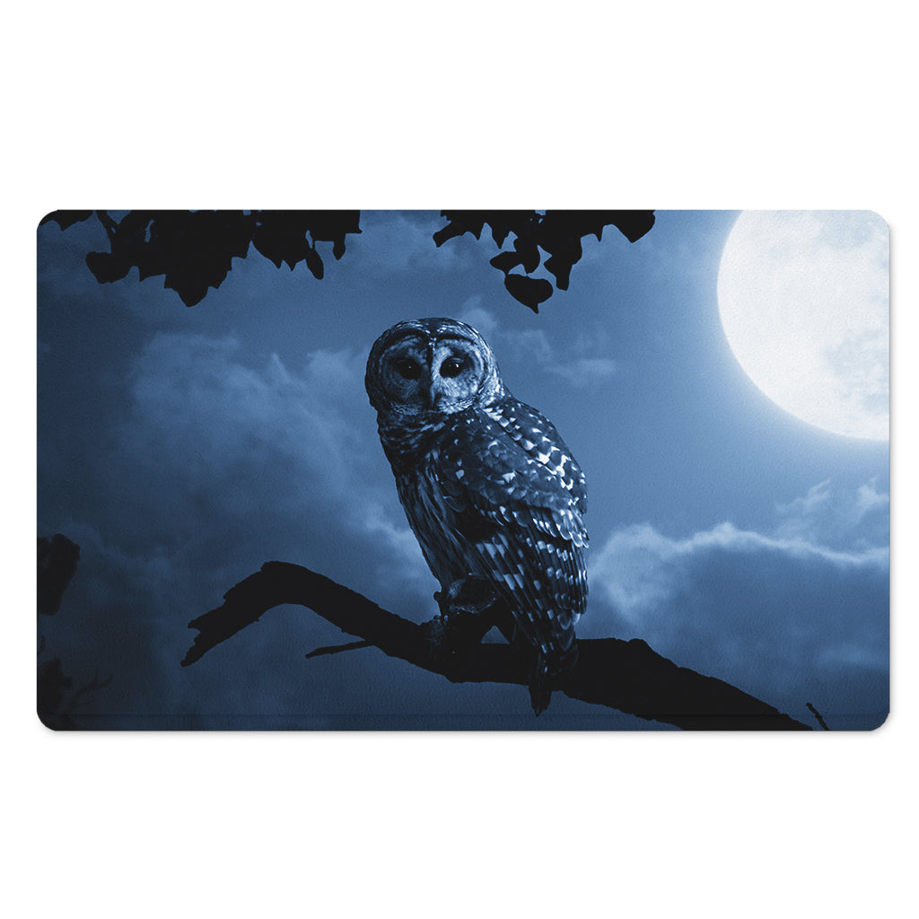Full Moon Night Owl Print Polyester Doormat