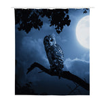 Full Moon Night Owl Print Polyester Shower Curtain