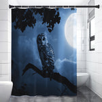 Full Moon Night Owl Print Premium Shower Curtain