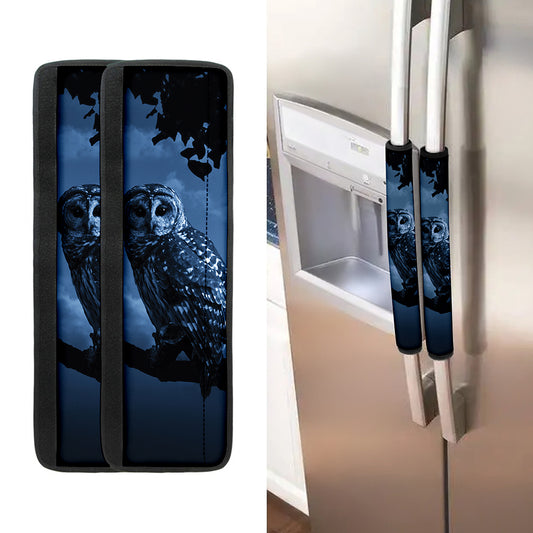 Full Moon Night Owl Print Refrigerator Handle Covers