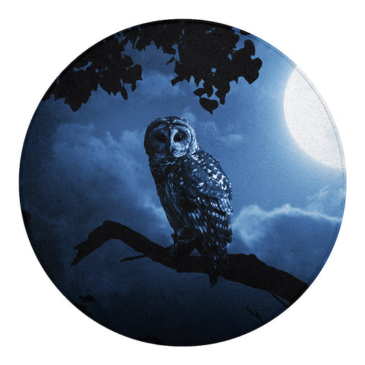 Full Moon Night Owl Print Round Blanket
