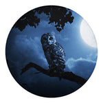 Full Moon Night Owl Print Round Blanket
