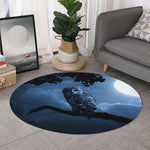 Full Moon Night Owl Print Round Rug