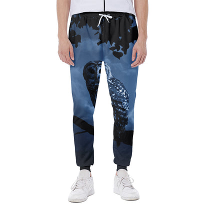 Full Moon Night Owl Print Scuba Joggers