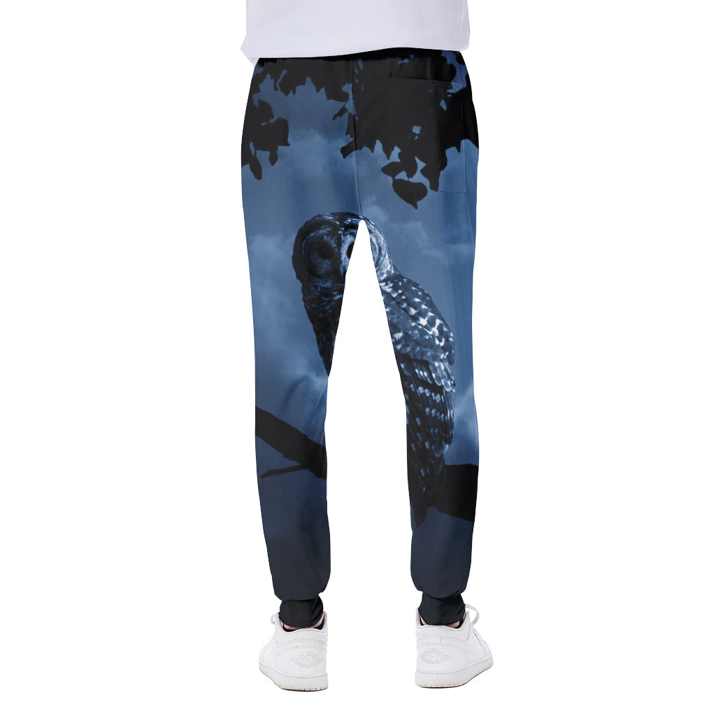 Full Moon Night Owl Print Scuba Joggers