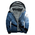 Full Moon Night Owl Print Sherpa Lined Zip Up Hoodie