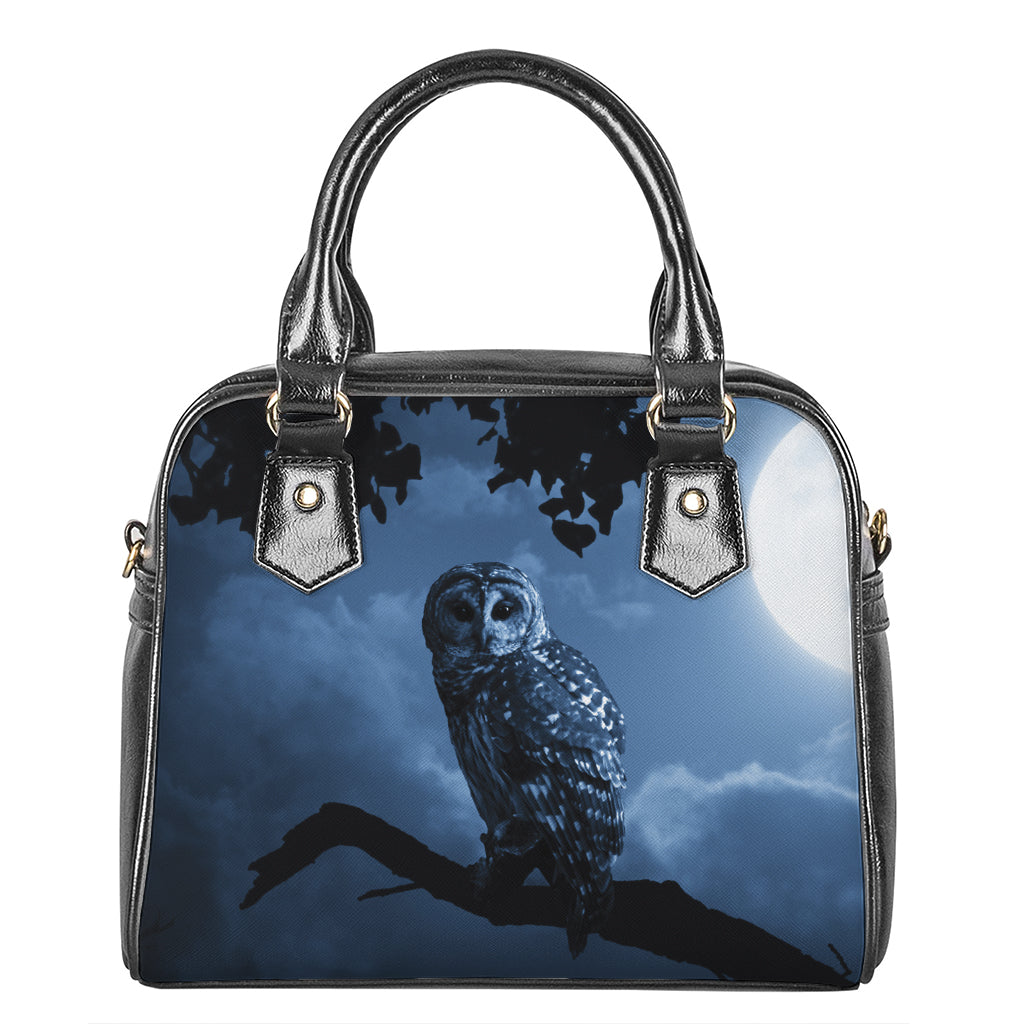 Full Moon Night Owl Print Shoulder Handbag